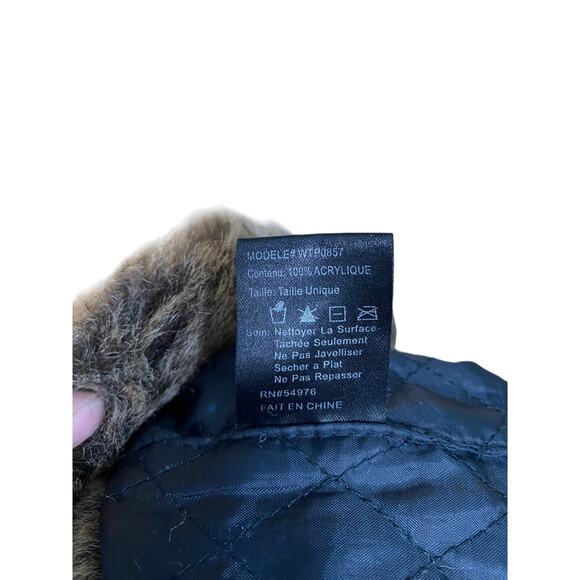 David & Young Men's Sustainable Recycled Fashion Beanie OS Brown Black Faux Fur - Picture 3 of 7